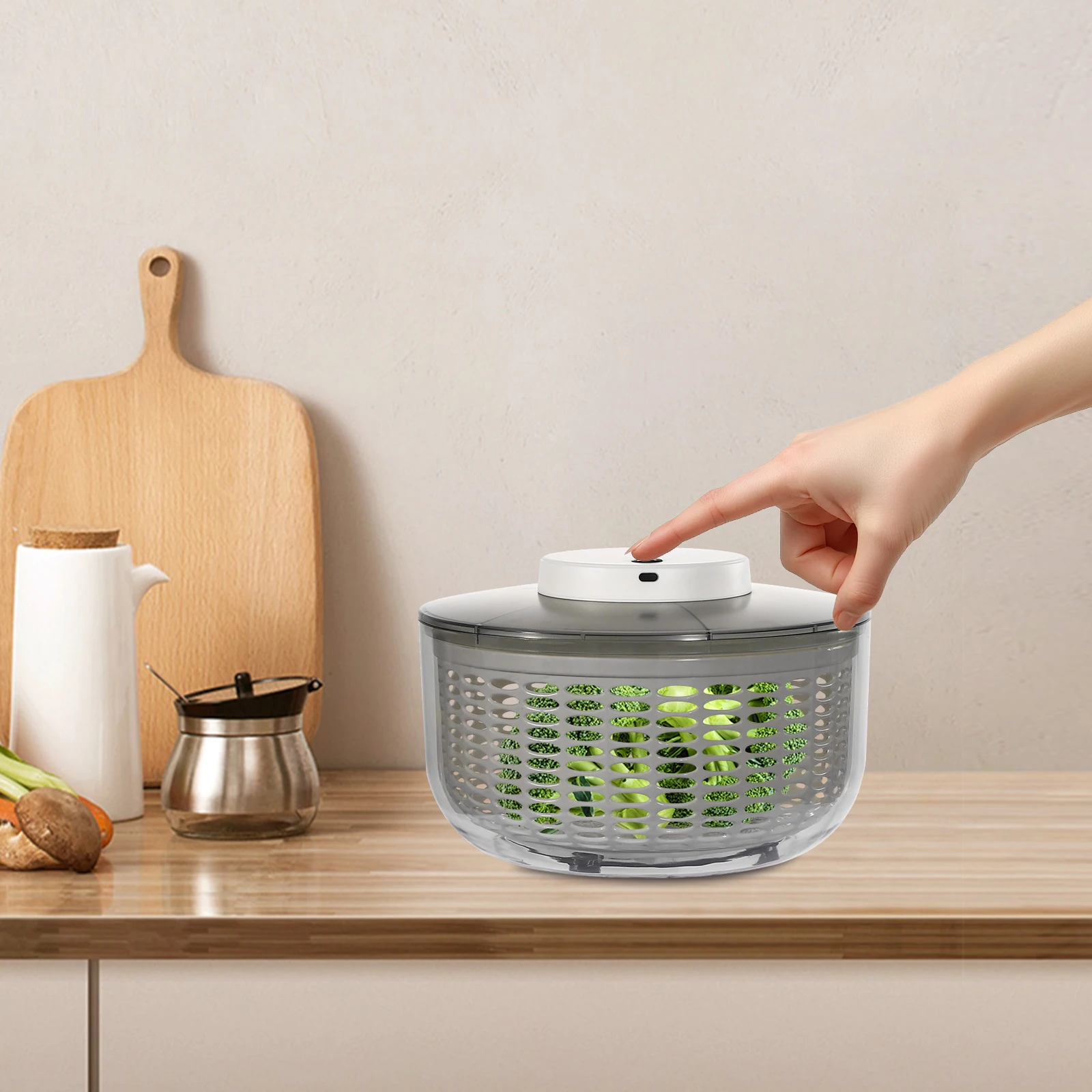 

Electric Salad Spinner 10-Second Rapid Dry, SUS304 Stainless Steel Vegetable Washer & Fruit Dehydrator, Kitchen Must-Have