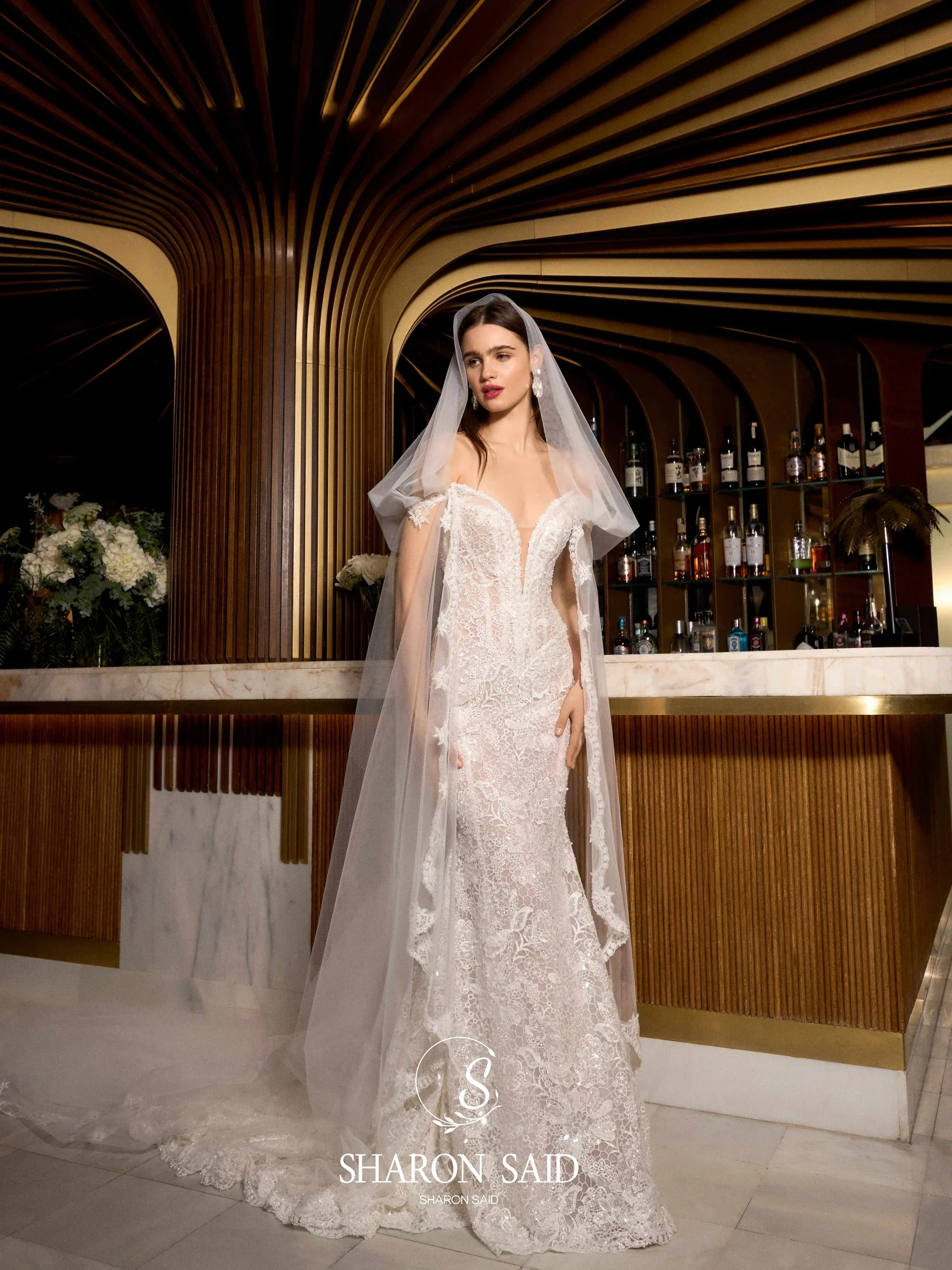 Sharon disse romântico com decote em v sereia fora do vestido de casamento de renda branca 2025 vintage espartilho varredura trem vestidos de noiva sw338 personalizado