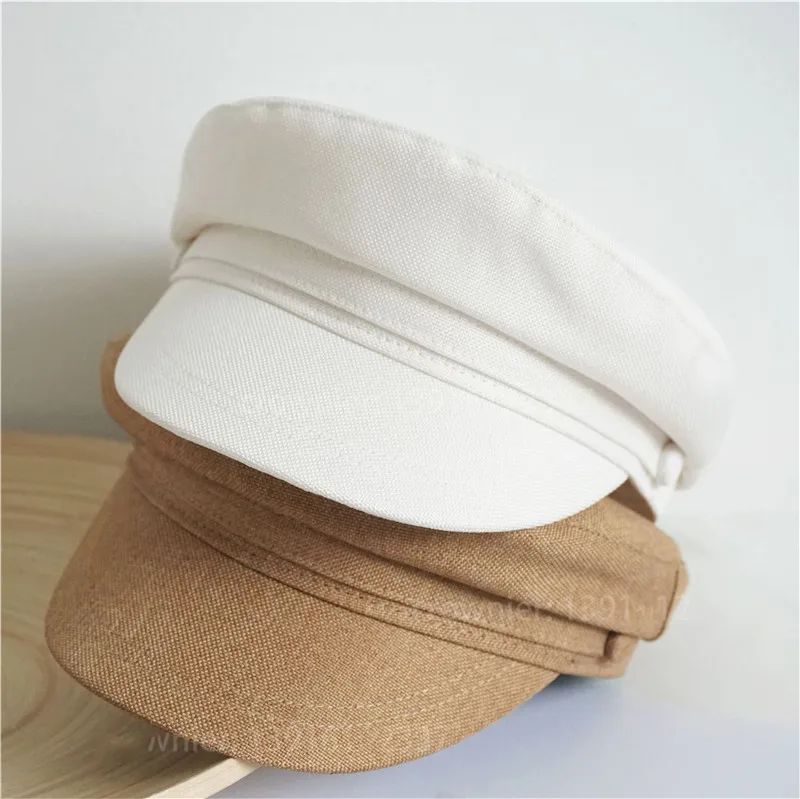 USPOP Women Flat Visor Cap Militray Caps Spring Summer Cotton Linen Newsboy Caps Visor Caps