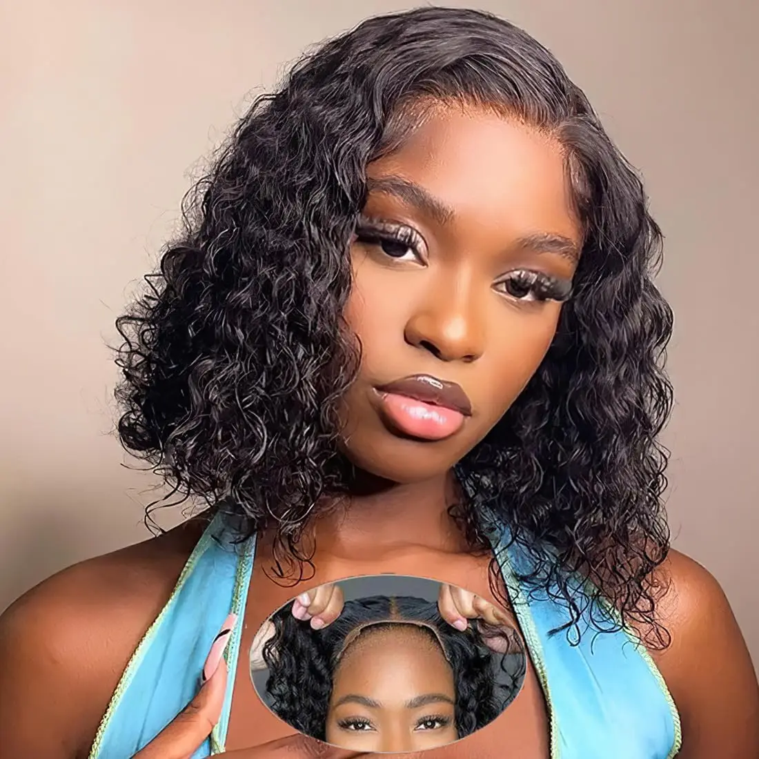 

Deep Wave Curly Bob Wigs Wear And Go Glueless Wigs Human Hair Pre Cut 4x4 13x4 HD Lace Front Wigs For Beginner Black Women Girl