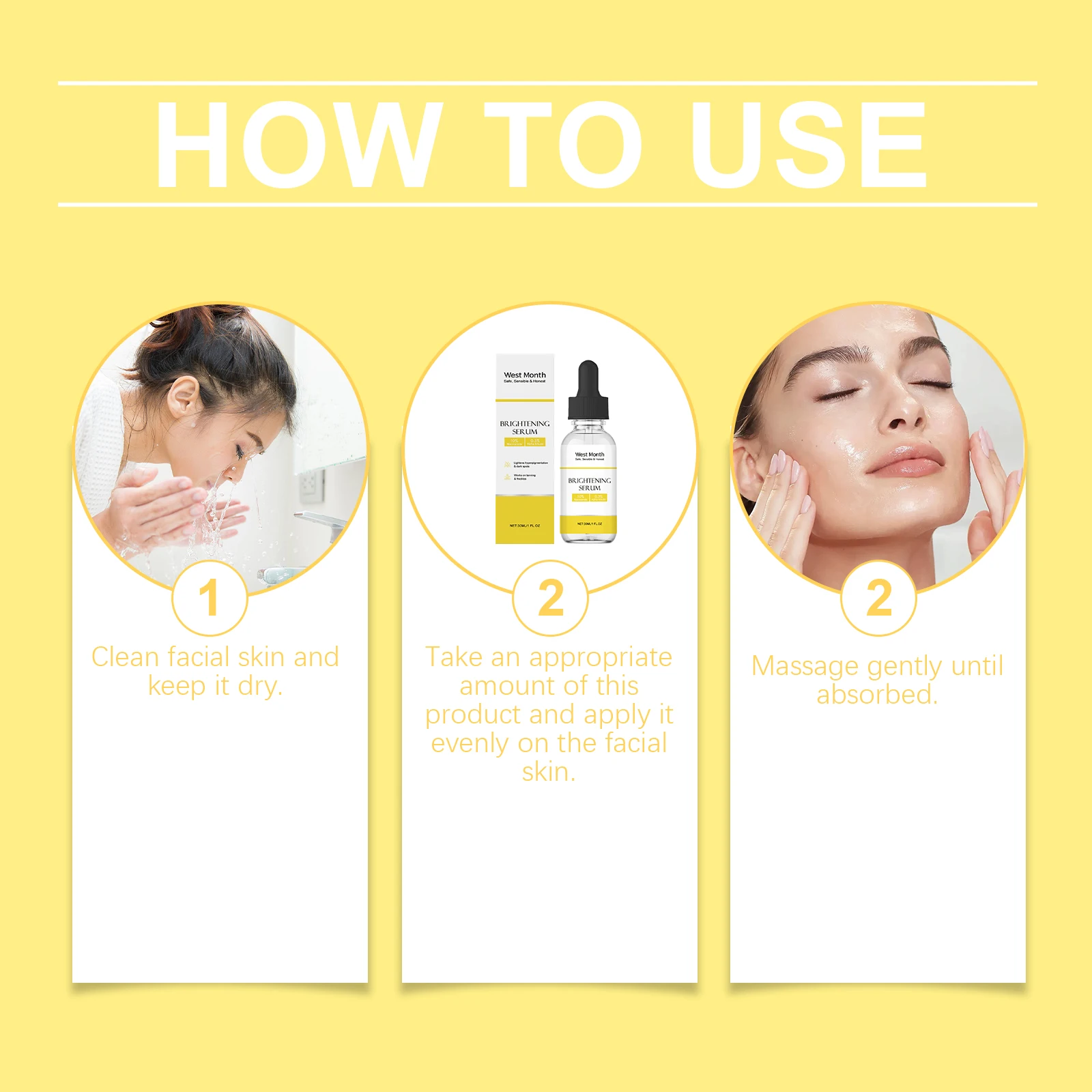 West Month 30ml Siero schiarente per la pelle Niacinamide Idratante Ringiovanimento rassodante Migliora l'opacità Siero viso schiarente