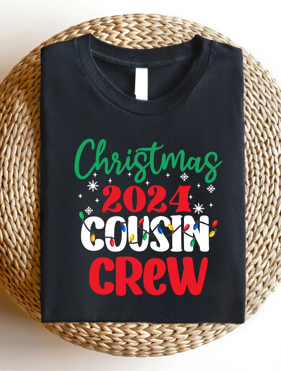 Christmas Cousin Crew Shirt, Retro Cousin Team Xmas T-Shirt, Cousin Gathering Xmas Short Sleeve Tee