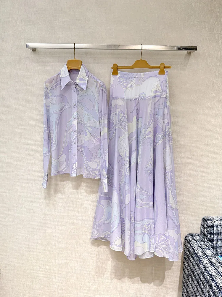 Conjunto de Falda y Blusa de Algodón Elegante para Mujer, Primavera-Verano, Estilo Pasarela, Alta Calidad, 2 Piezas, 2026