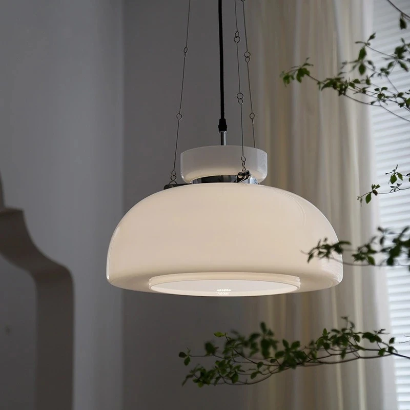 Lampe LED Suspendue en Verre Blanc au Design Nordique Minimaliste, Éclairage d'NikIdéal pour une Salle à Manger, une Chambre à Coucher ou un Salon