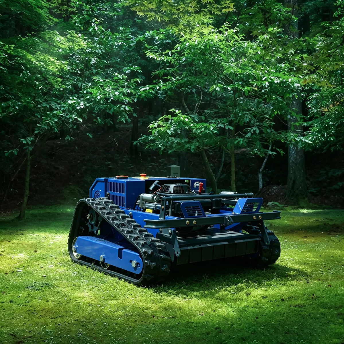 This remote-controlled electric lawnmower features a 224cc Loncin engine capable of handling lawns in yards and orchards. Its powerful brushless motor provides ample power, and it can even carry people uphill.