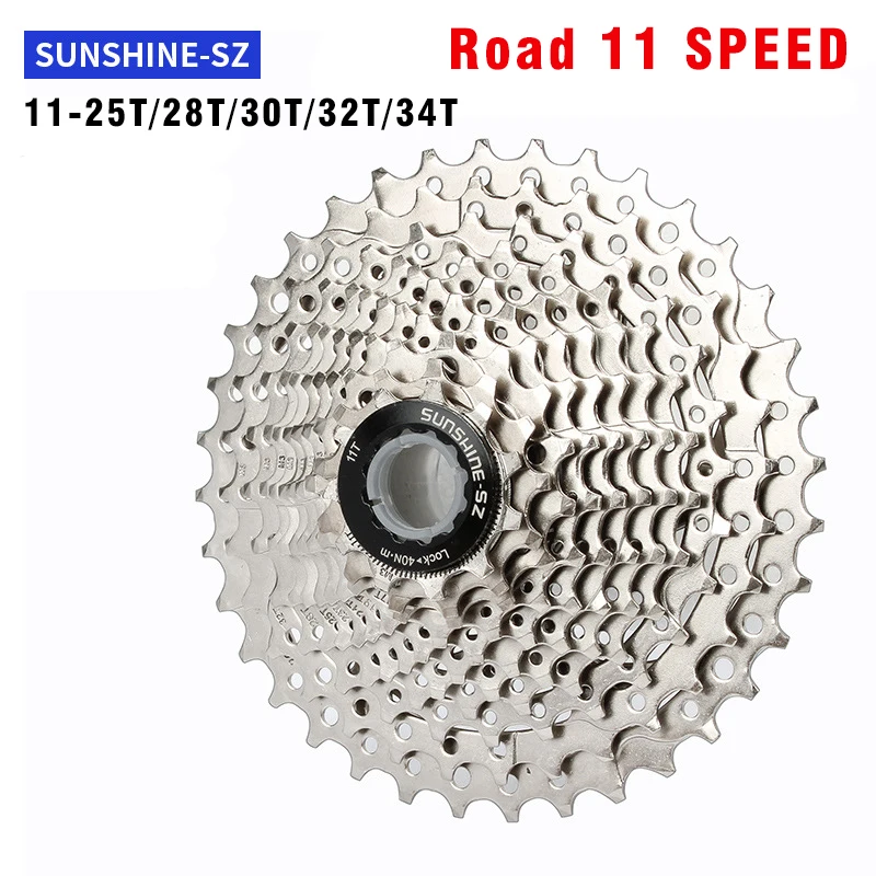 SUNSHINE Road Bicycle Flywheel MTB Cassette 11-25 28 30 32 34T Sprocket 11V Parts R9100 R8000 Steel Rpad Bike Freewheel 11 Speed