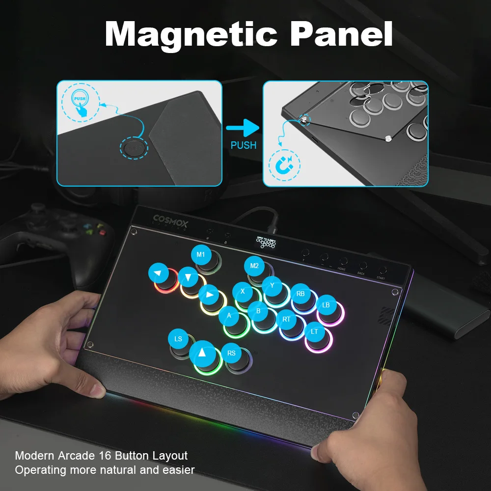 Haute42 C16 Магнитный контроллер Hitbox без рычага Arcade Stick для PS4/PS5/кнопочный обод переключения Stickless Hitbox Fightstick