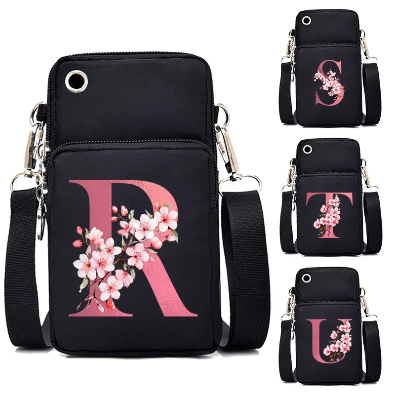 26 Sakura Floral Alphabet Shoulder Bag Women Mobile Phone Bag Mini Teen Messenger Purse Wallet Small CrossBody Bag Women Handbag — zdjęcie 2