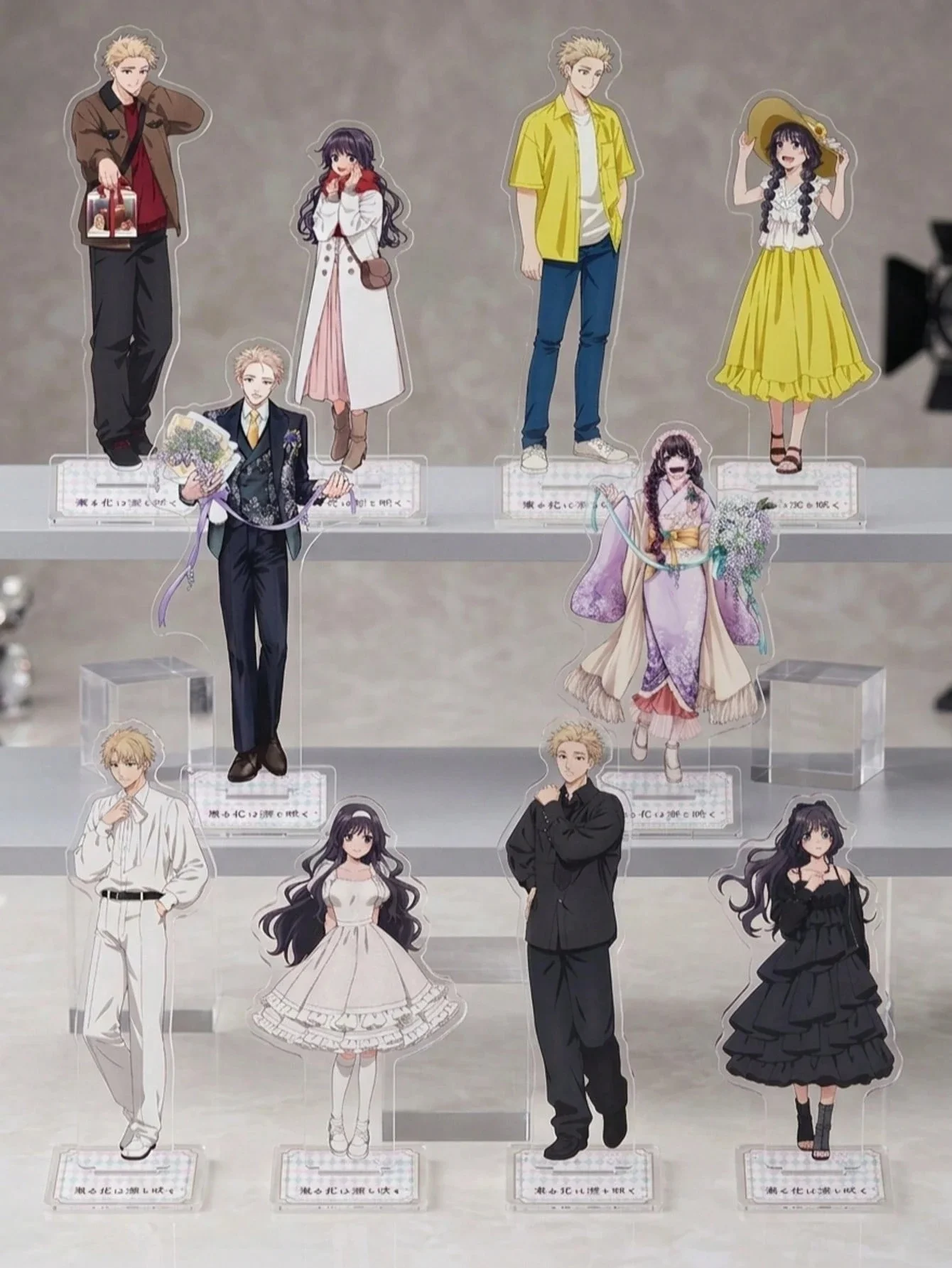 Anime With Blooming Fragrant Flowers Elegant Acrylic Standee 15cm Taro Hayashiya And Kyoko Collectible Keychain