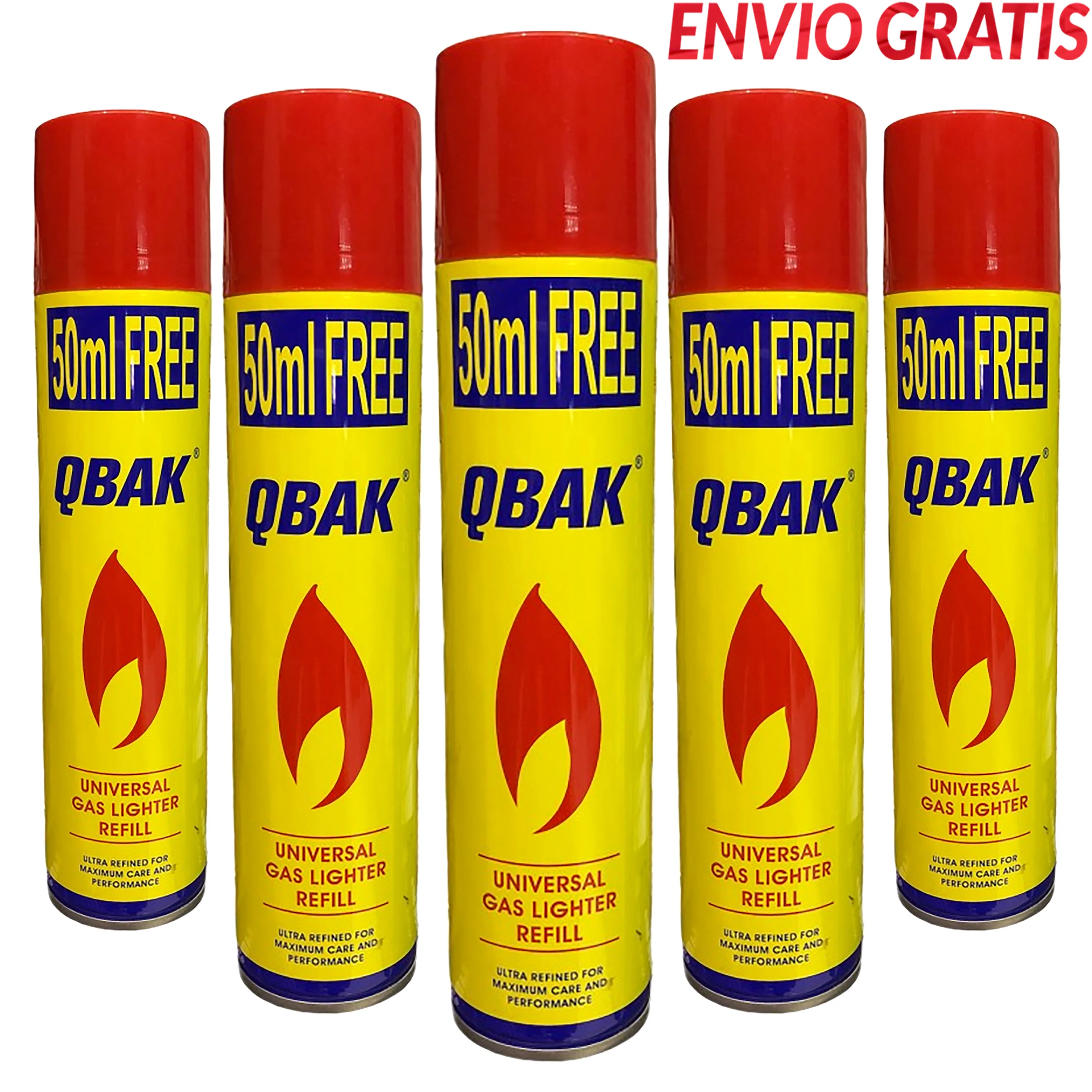 Carga GAS Recarga para Encendedor Mechero Cartuchos Sopletes QBAK de 300ml Universales Packs de 2 a 12 mas Económico