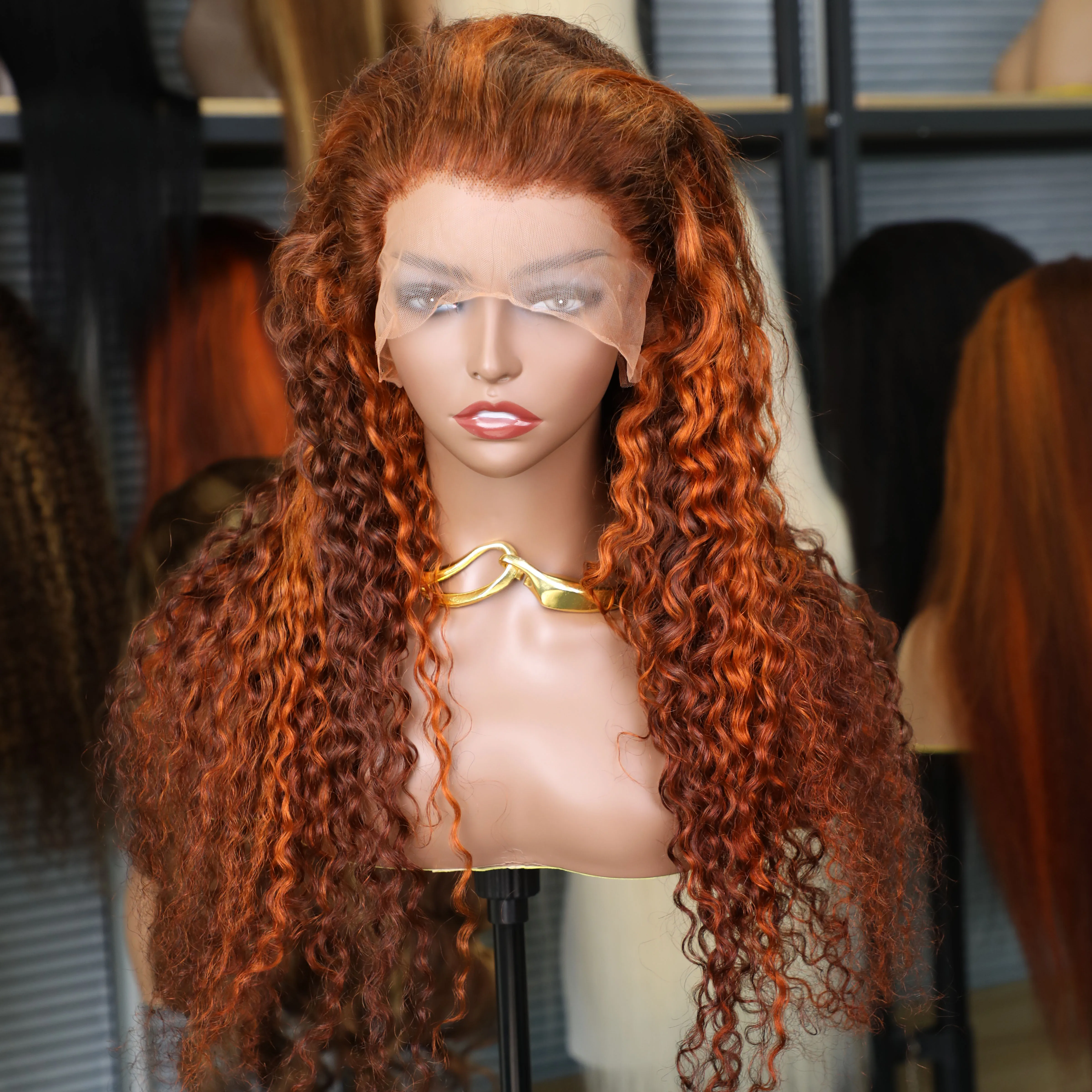 30 34 Inch Water Wave 100% Human Hair Brazilian Remy Hair 200 Density 13x4 13x6 HD Lace Front Wig Curly Wigs 4/350 Ginger Orange