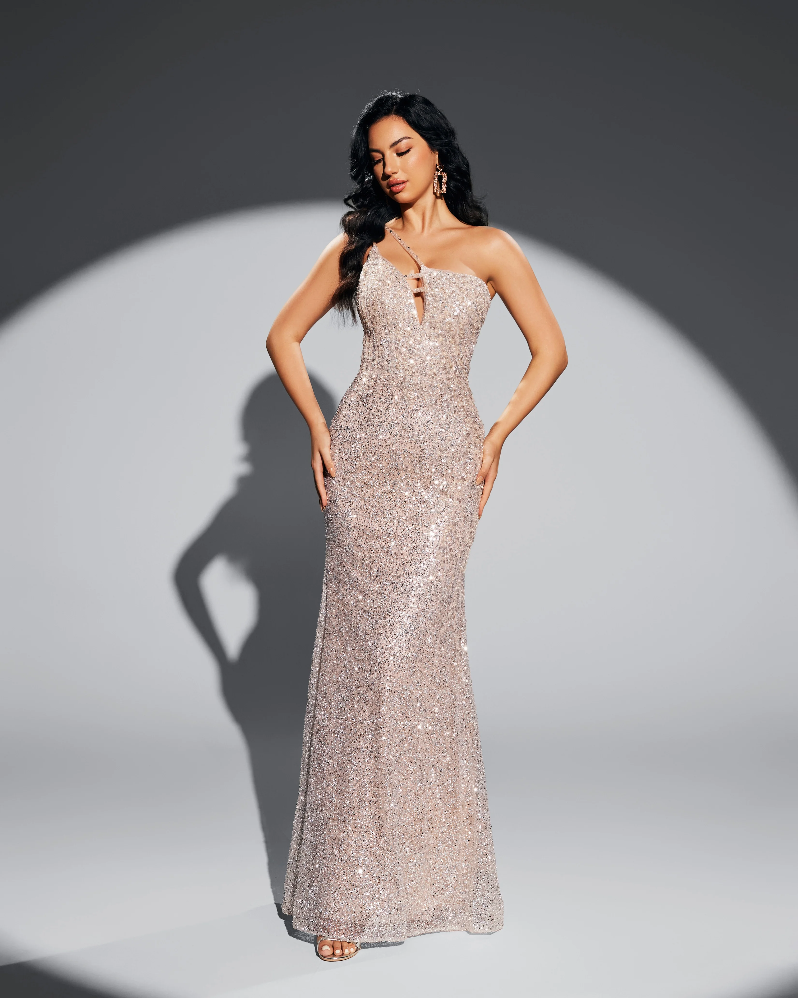 (판매) Shalimar Zhang 골든 이브닝 드레스 긴 소매 럭셔리 호스트 드레스 파티 드레스 여자 가운 맞춤형