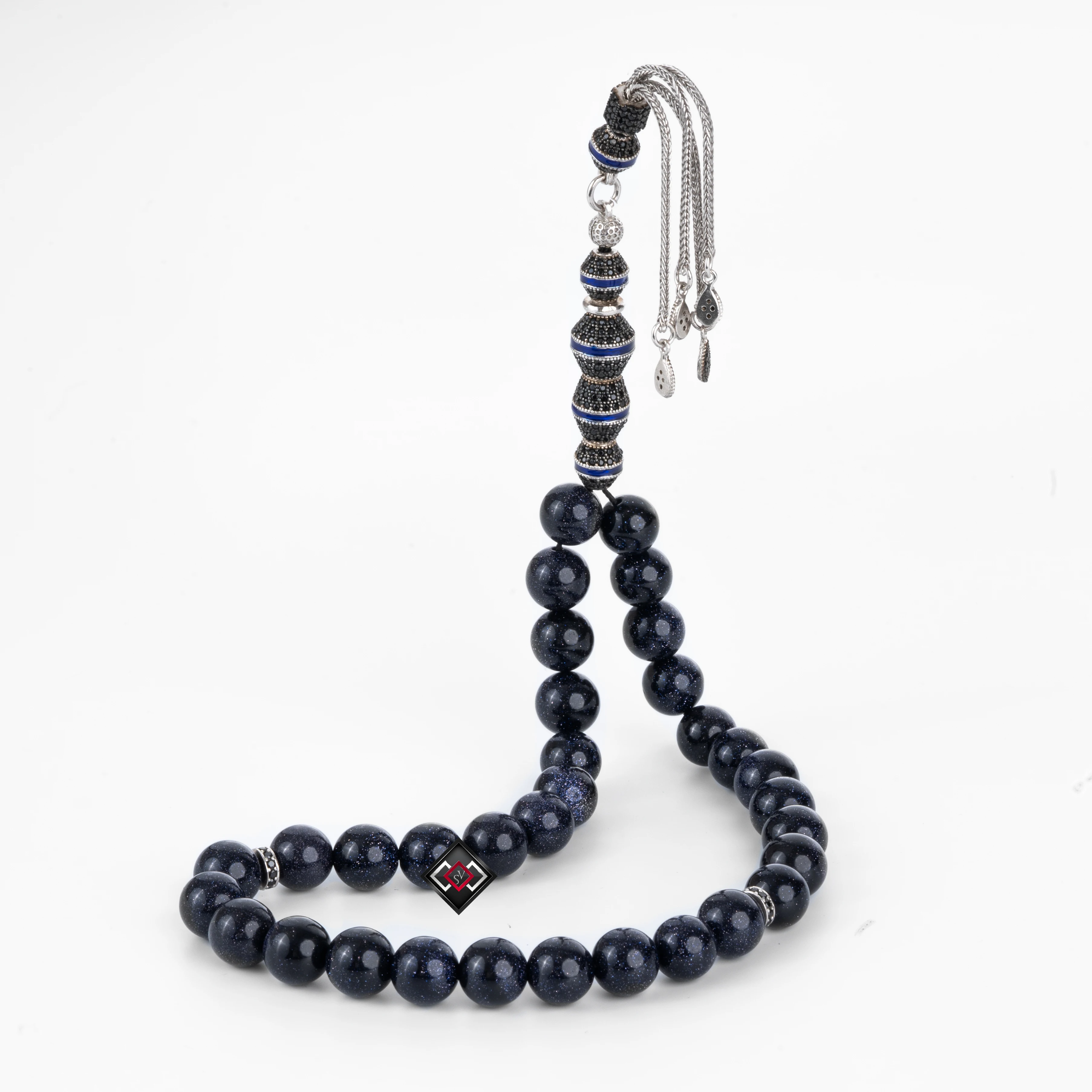 Luxury Men's Prayer Beads with 33 Beads Made of Black Tiger Eye Stone