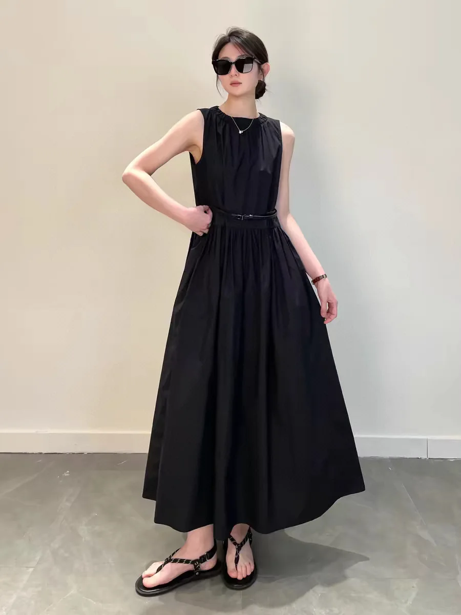 

Summer cotton stylish minimal high-waisted fit and flare style dress