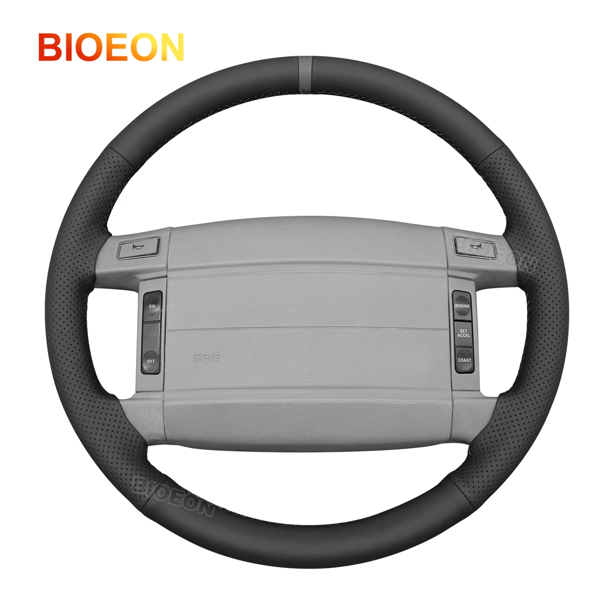 

Bioeon Black PU Artificial Leather Steering Wheel Cover for Ford Mustang LX GT Bronco F-150/F-250/F-350