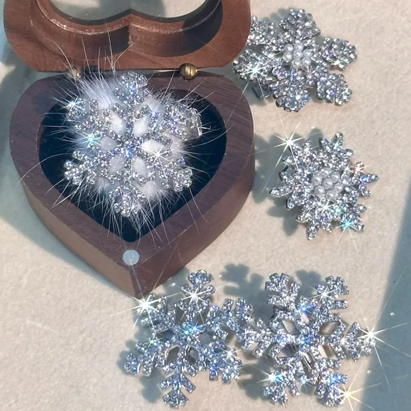 2/10개 패션 플러시 퍼 눈꽃 헤어 클립 여성 소녀용 한국 스타일 반짝이는 라인스톤 덕빌 헤어핀 헤어 액세서리