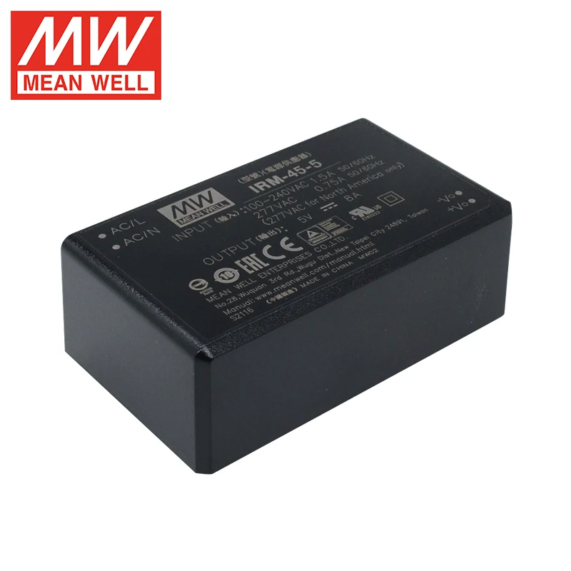 Meanwell IRM 45W Power Supply 5V 12V 24V 48V DC Power Supply Single Output Open FrameType Switching Power Module with PCB IRM-45