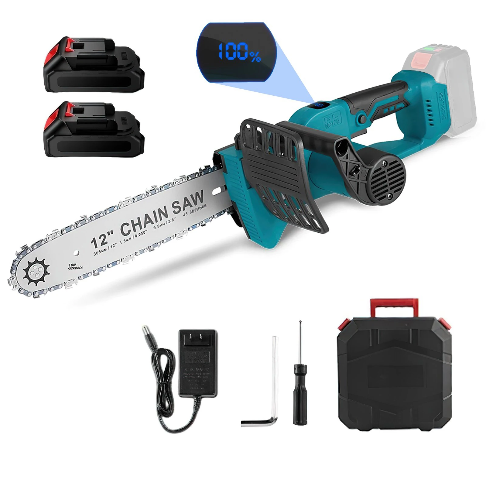 OWJHE 1300W Borstelloze 12Inch Elektrische Kettingzaag Draadloze Snoeien Houtbewerking Power Tool Handheld Tuin Cutter Voor Makita Batterij
