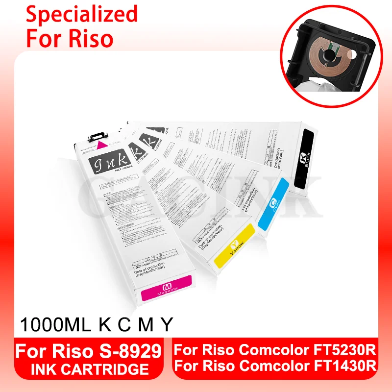 For Riso S-8929 S-8930 S-8931 S-8932 Compatible Ink Cartridge With 1000ML Pigment Ink For Riso Comcolor FT5230 FT1430 Printer