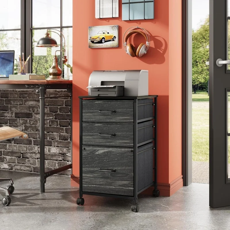 ตู้เก็บเอกสาร GALAXHERO แบบ 3 ลิ้นชัก พร้อมล้อเลื่อน ใช้เป็นแท่นวางเครื่องพิมพ์ได้ เหมาะสำหรับสำนักงานที่บ้าน ตู้เก็บเอกสารผ้าแนวตั้ง ใส่เอกสารขนาด A4 หรือ Letter ได้