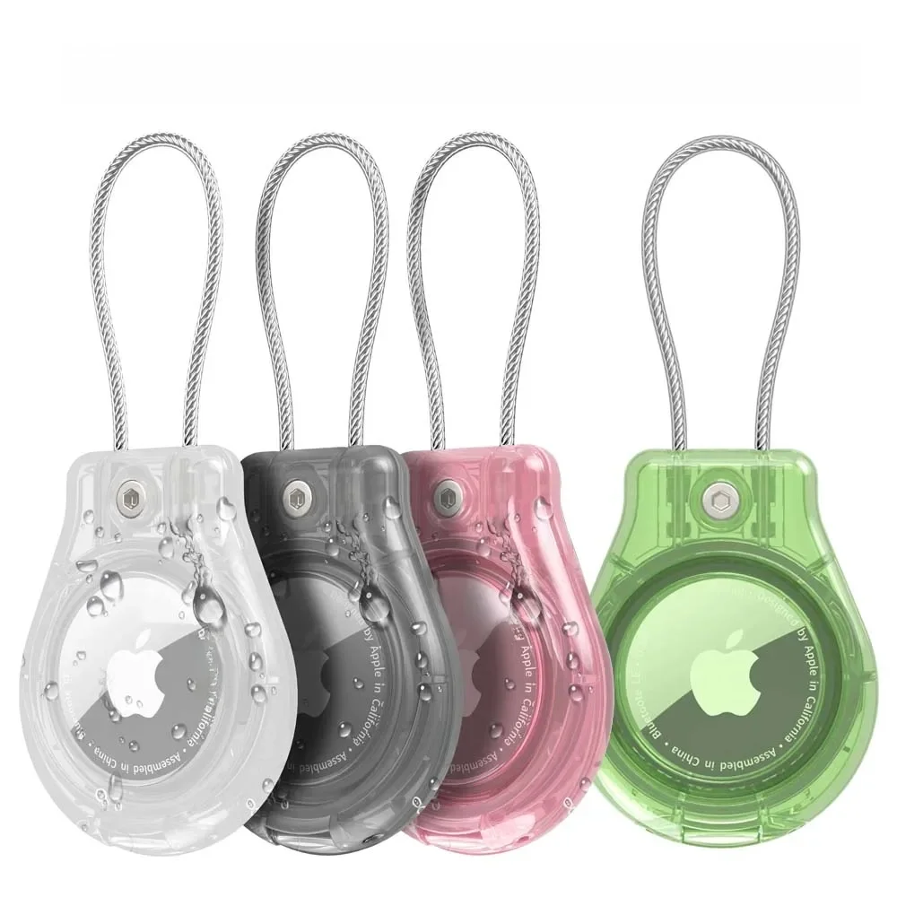 Wasserdichte Abdeckung für Apple AirTag Schlüsselanhänger-Halterung mit Drahtkabel, Anti-Verlust-Tracker-Zubehör für Gepäck, Rucksack, Airtag-Hülle