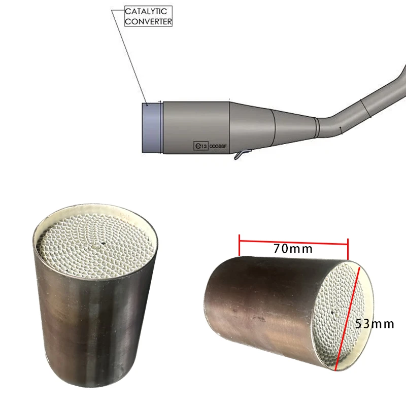 53x70mm EURO5 6 Motorbike Catalyst High Quantity Metal Core Cleran Exhaust for Motor Pipe Catalyst Converter