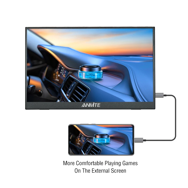Anmite Monitor portatile mobile da 15,6 pollici IPS Secondo schermo di gioco Display esteso per laptop con staffa per xbox/raspberry Pi
