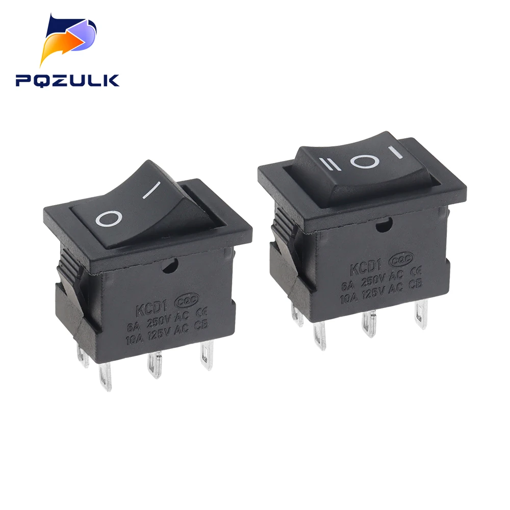 1PCS KCD1 KCD4 Black Rocker Switch Power Switch ON-OFF ON-OFF-ON 2 Position /3 Position 6 Pin No lights