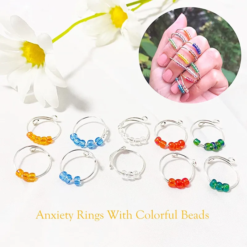 Daisy Flower Butterfly Anxiety Ring Rotatable Spinner Ring Girls Women Jewelry for Party Anxiety Relief Ring Anti Stress Rings