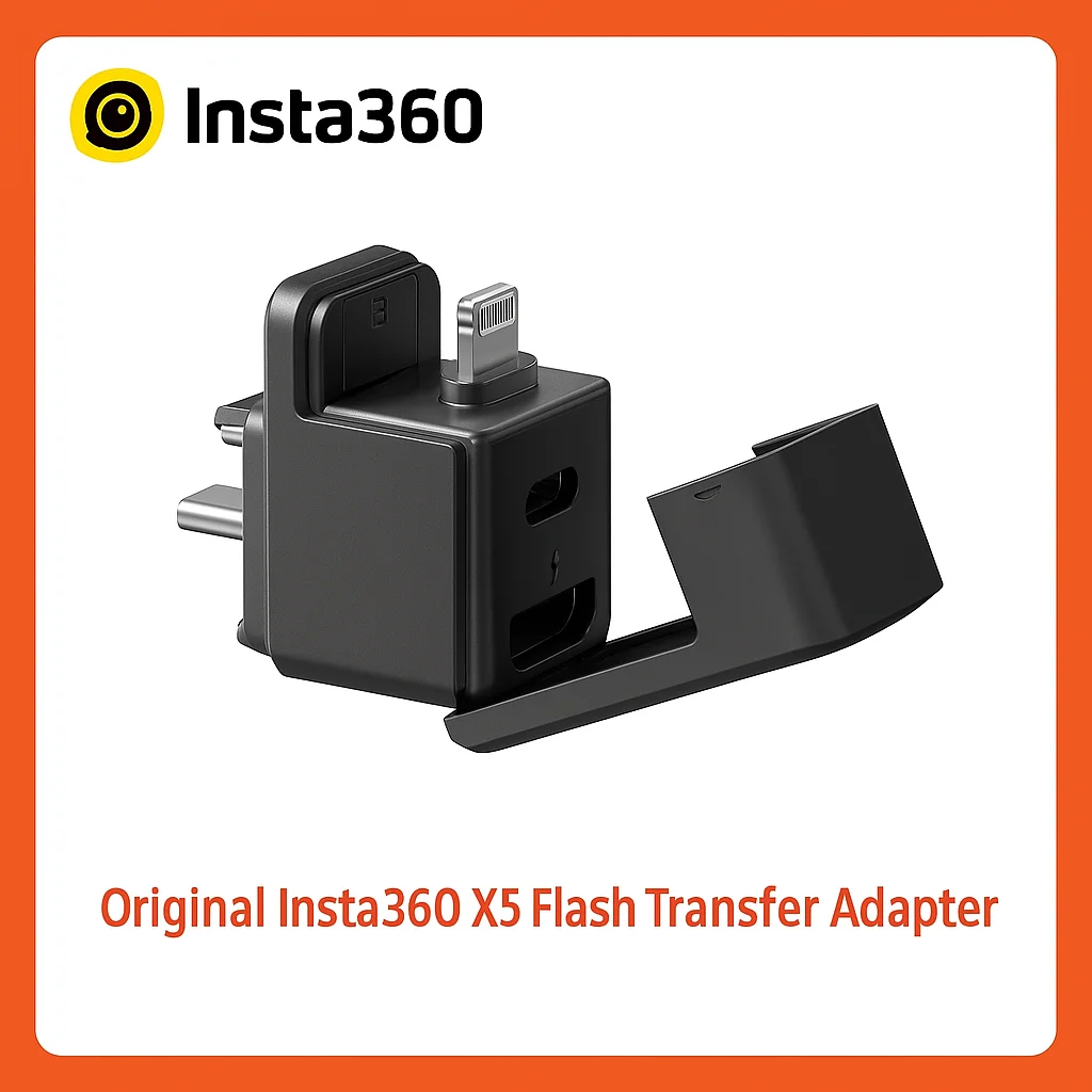

Адаптер для переноса вспышки Insta360 X5 | Совместимость с USB-C и Lightning | Быстрое резервное копирование SD и зарядка телефона | iOS Android