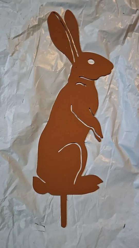 Rustic Metal Rabbit Garden Stake - Rusty Bunny Silhouette, Outdoor Yard Art for Farmhouse Decor, Perfect for Christmas, Easter photo review