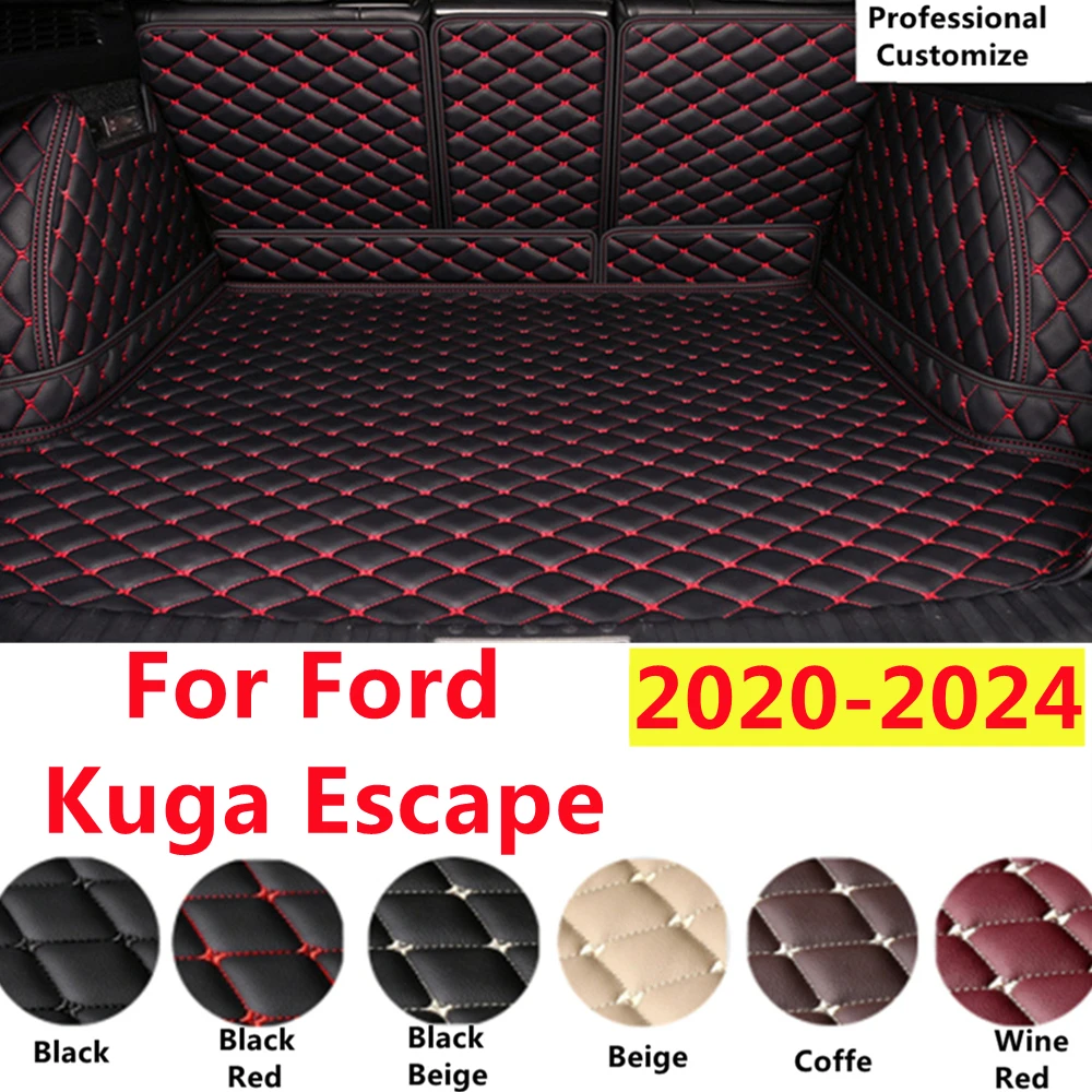 

SJ Full Set XPE Leather Custom Fit For FORD Kuga Escape 2024 2023 22-2020 Fittings Car Trunk Mat Tail Boot Tray Liner Rear Cargo