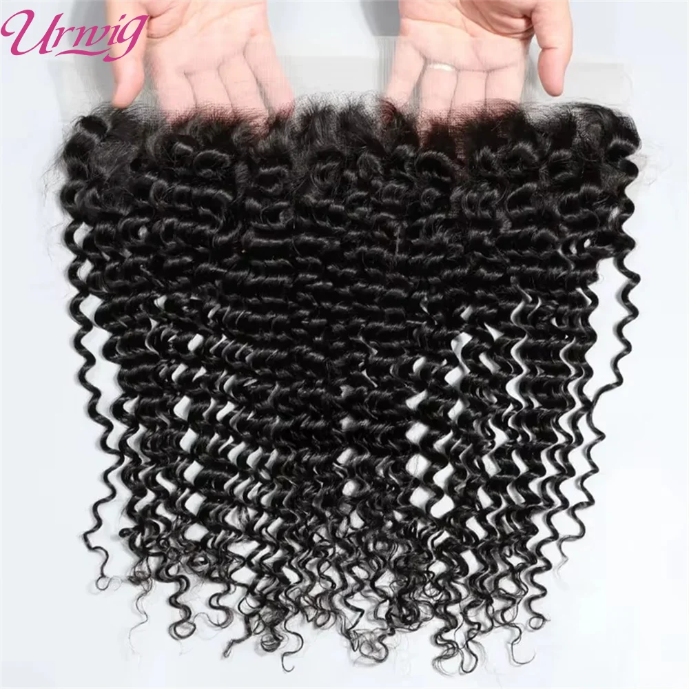 Frontal de encaje rizado 13x4, cierre Frontal de onda corporal, frontales de encaje transparente con 100% cabello virgen, 100% cabello humano, Color Natural