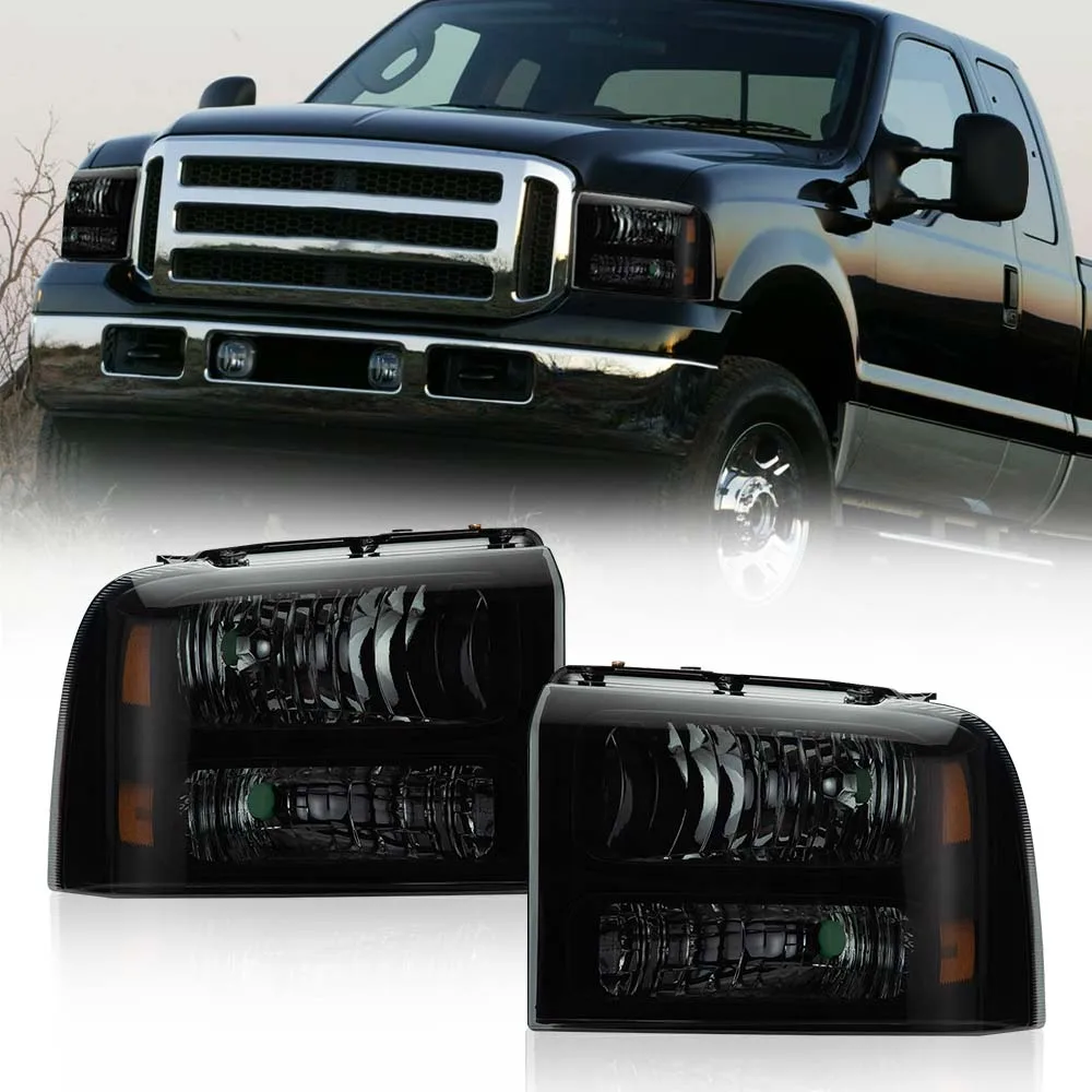

Crossdesign Car Amber Corner Headlight Lamps Fit for 2005 2006 2007 Ford F250 F350 F450 F550 Super Duty Smoke Lens Chrome Housing