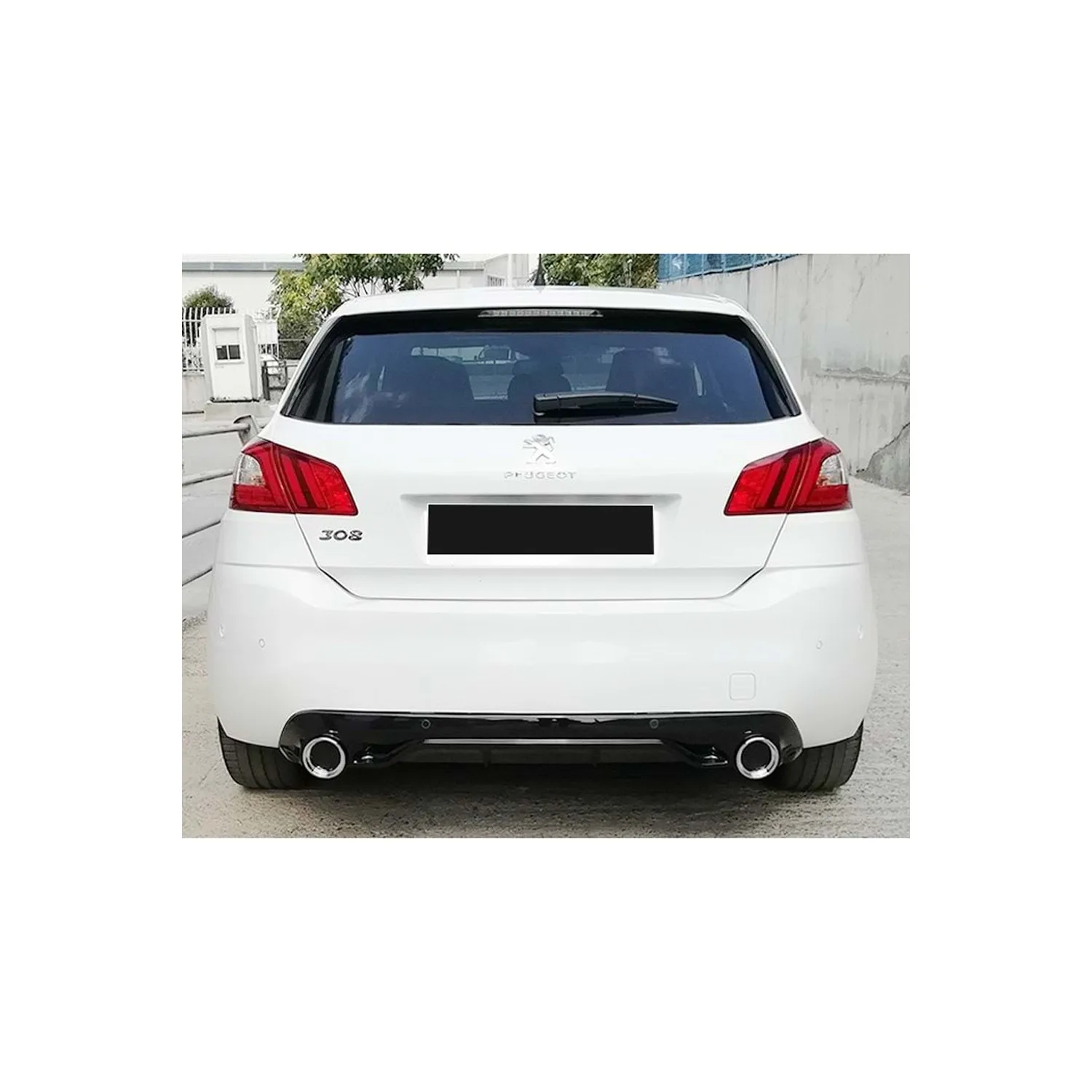 

For Peugeot 308 Race Diffuser Piona Black + Exhaust Tip Chromes 2013 To 2019 Models- Rpcker Racer Body Kit Bumper Hot Spoiler