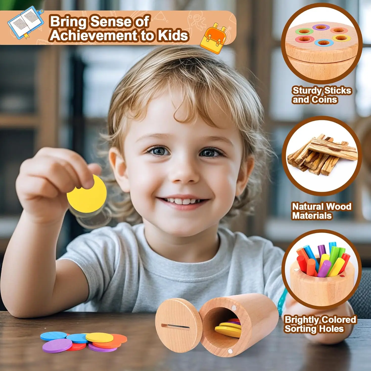 ألعاب مونتيسوري للأطفال الصغار خشبية 3 في 1 لون نوع كوب لعبة تعليمية مبكرة الشكل مطابقة غرامة لعبة المحرك العد لغز الهدايا