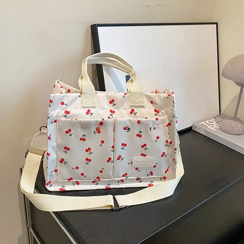 Torebki damskie z regulowanym paskiem Torebki z wzorem wiśni Torebki na zakupy o dużej pojemności Torebka na ramię Bolsos De Mujer — zdjęcie 2