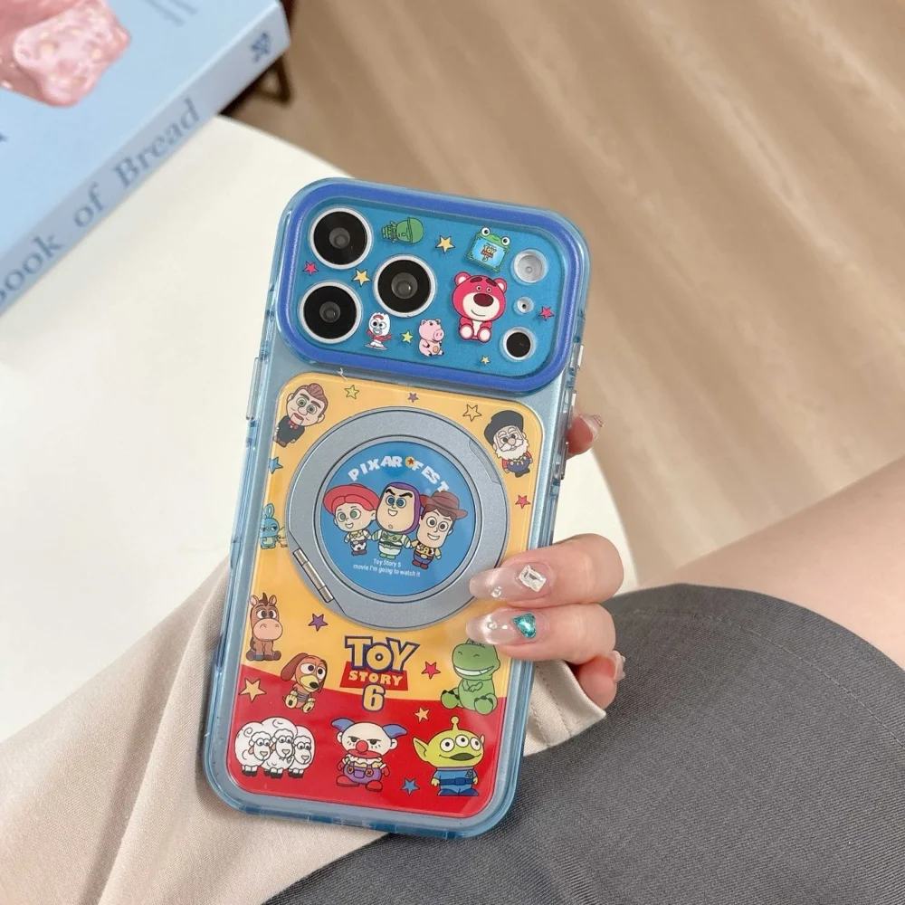 

Kawaii Cartoon Bear Magnetic With Rotate Stand Phone Case for iPhone 16 Pro 15 16 17 15 Pro 17 Pro Max Cover Shockproof Cover