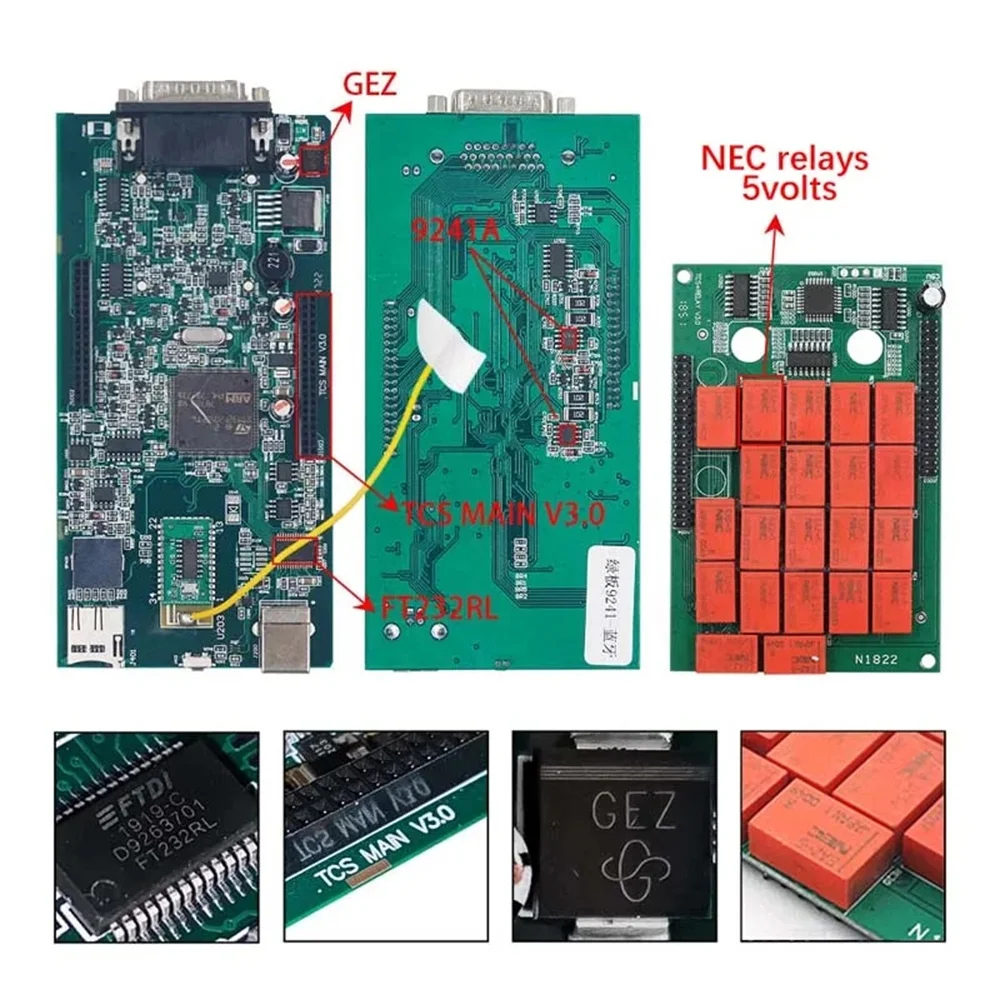 2024 New V2021.11 Multidiag Pro Bluetooth OBD2 Scanner TCS PRO VCI V3.0 2PCB NEC Relay Real 9241A Automotive  diagnostic tool