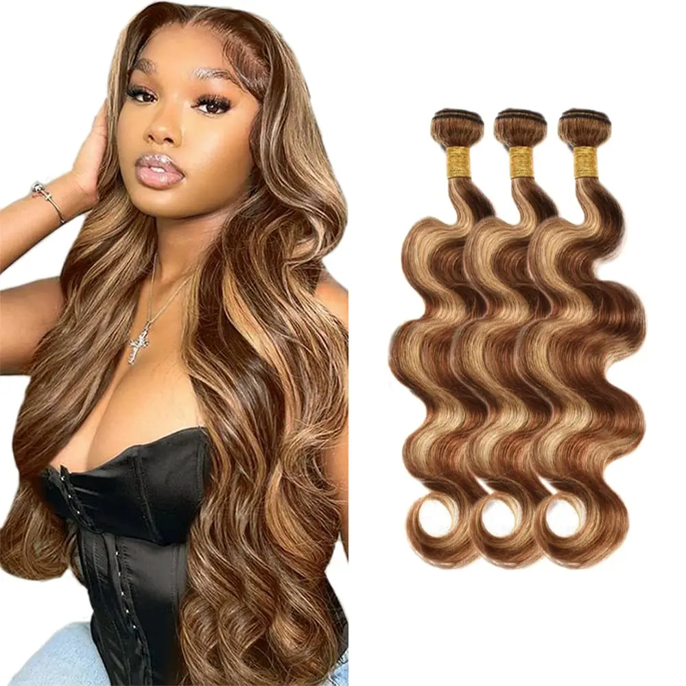 4 27 Highlight Human Hair Bundles 30 Inches Ombre Colored Human Hair Extensions Body Wave Brazilian Human Hair Weave Bundles