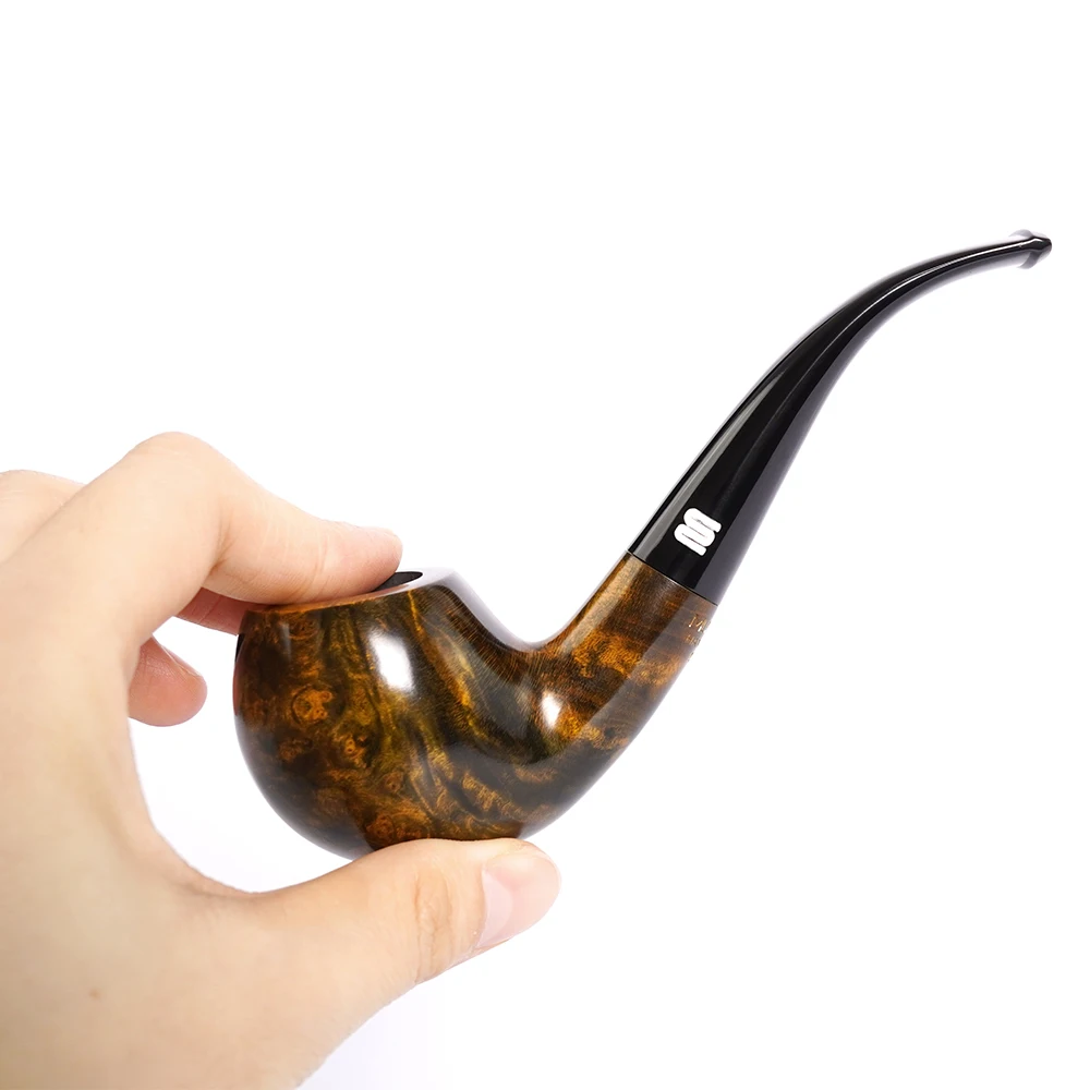 Detective SherlocksHolmes Curved Handle Briar Wood Pipe Colored Pipe Made in Italy Naturally Dyed Handmade Pipe Briar Wood Pipe