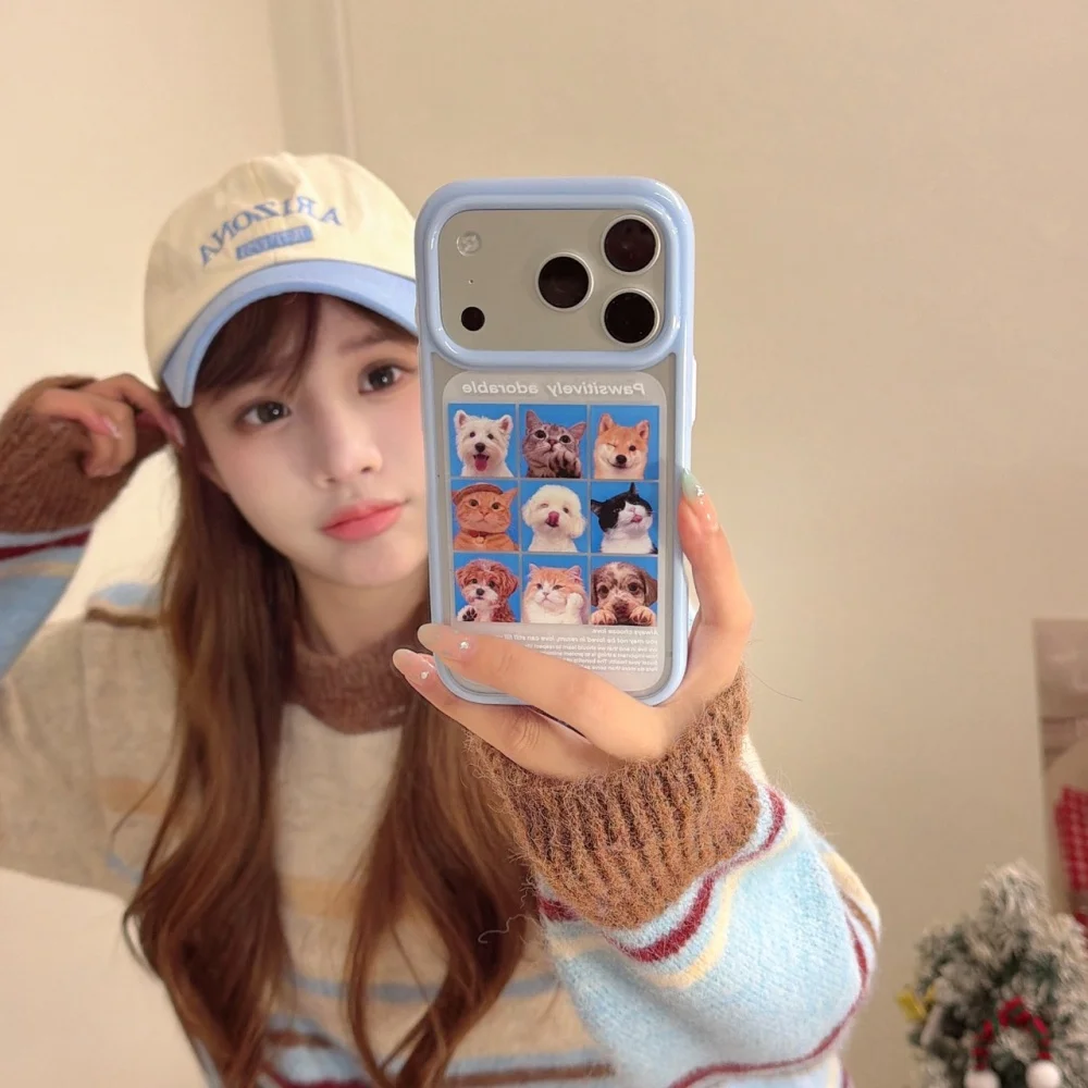 

Cute kitten and puppy ID phone case, suitable for iPhone 14/15/16/17 Pro Max, Fundans 17 Pro INS new shockproof protective case