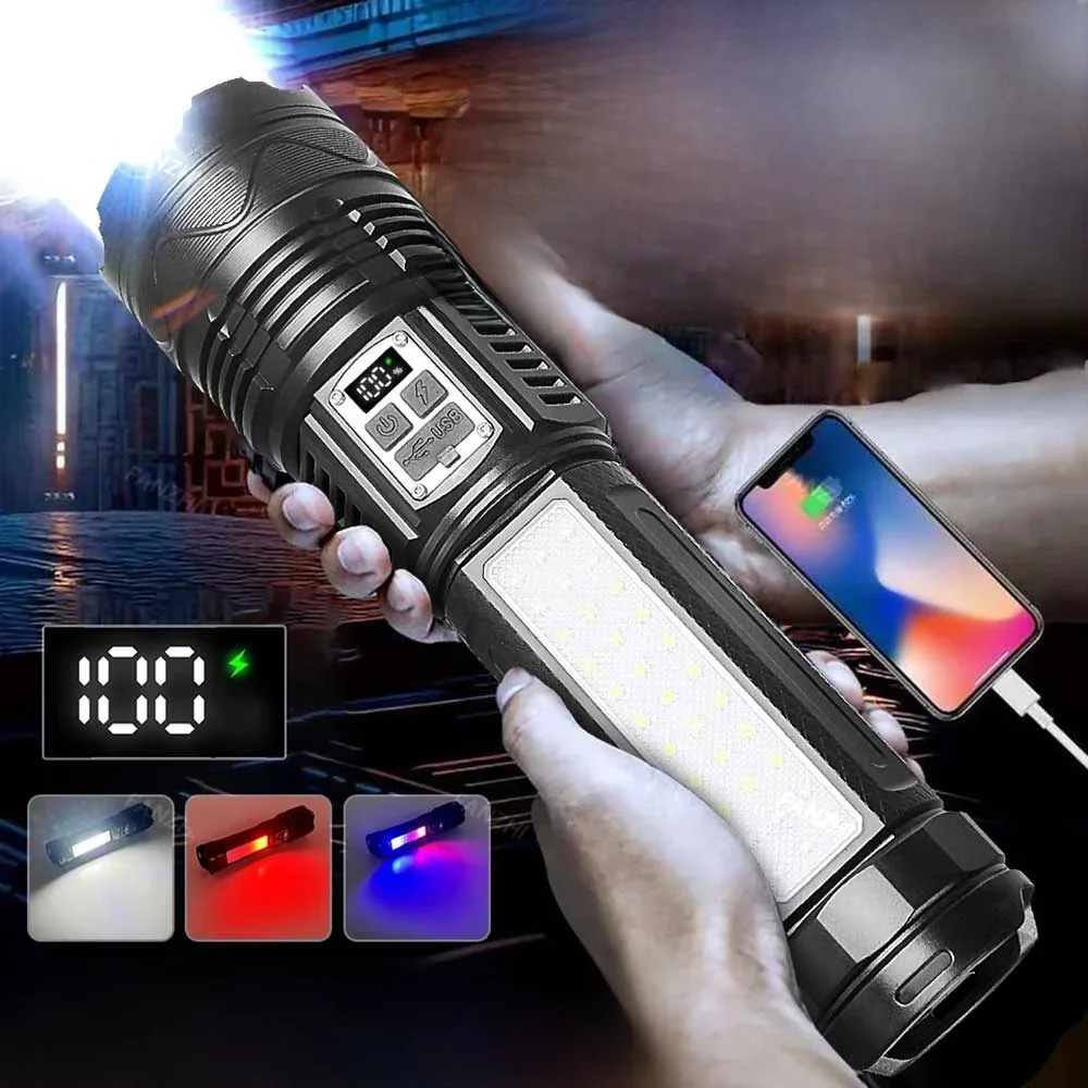 New 90000000LM High Power Rechargeable Led Flashlight Lighting Built-in 15000mAh Ultra Power Flashlights Tactical Torch Lantern