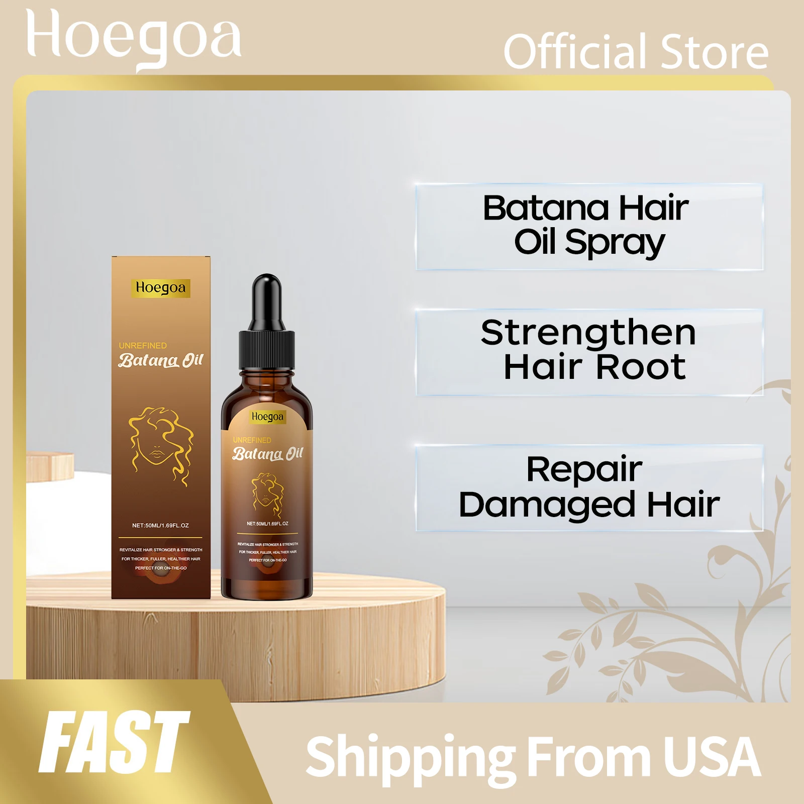 

Hoegoa Batana Hair Oil Spray Nourish Hair Repair Damaged Add Shiny Strengthen Hair Root Gentle Effective Daily Care Hair Essence