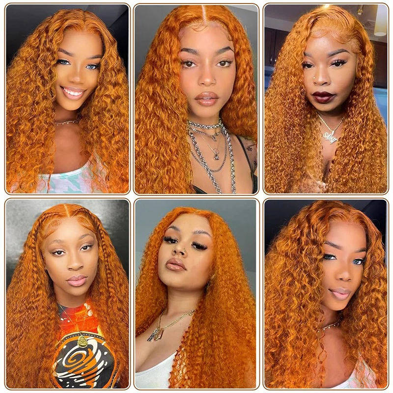 Orange Ginger Lace Front Wig 30 Inch Curly Lace Front Remy Human Hair Wig Water Wave 13x6 13x4 Lace Frontal Wigs for Women