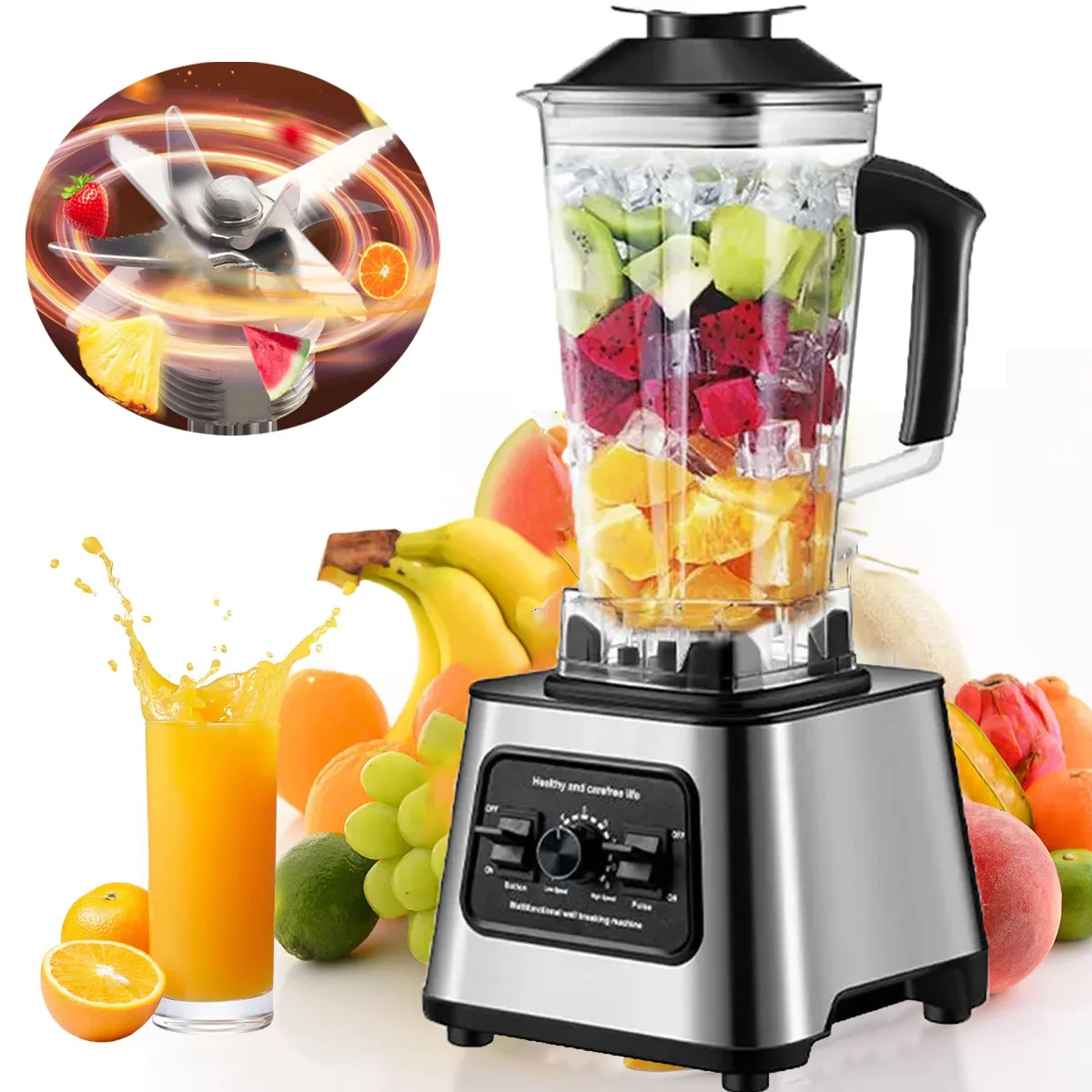 Frullatore OWJHE da 6000 W con macchina per rompere le pareti multifunzionale senza BPA da 2,5 litri, perfetta per frullati congelati e salse fatte in casa