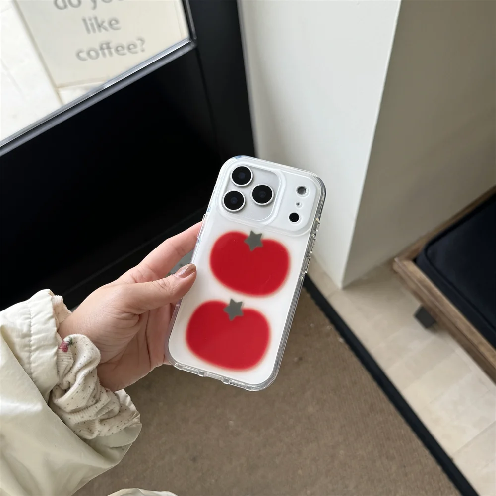 الكورية INS بسيط ستار الطماطم جراب هاتف آيفون 13 14 15 16 17 غطاء 16 برو 17 برو ماكس فوندا المضادة للسقوط لطيف الغطاء الواقي #1