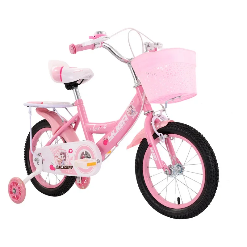 AliExpress Children's Bicycle With Auxiliary Wheels With Basket High Carbon Steel Frame 12/14/16/18/20 Inch Bike For 2 To 10 Years Old Kids