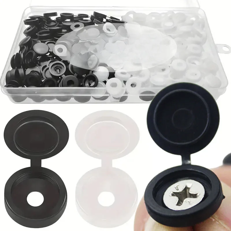 Couvercle de bouchon à vis en plastique à charnière, écrous pliables, capuchon de protection, vis à bouton, meubles en bois, écrous décoratifs, matériel de boulons, 5/100 pièces