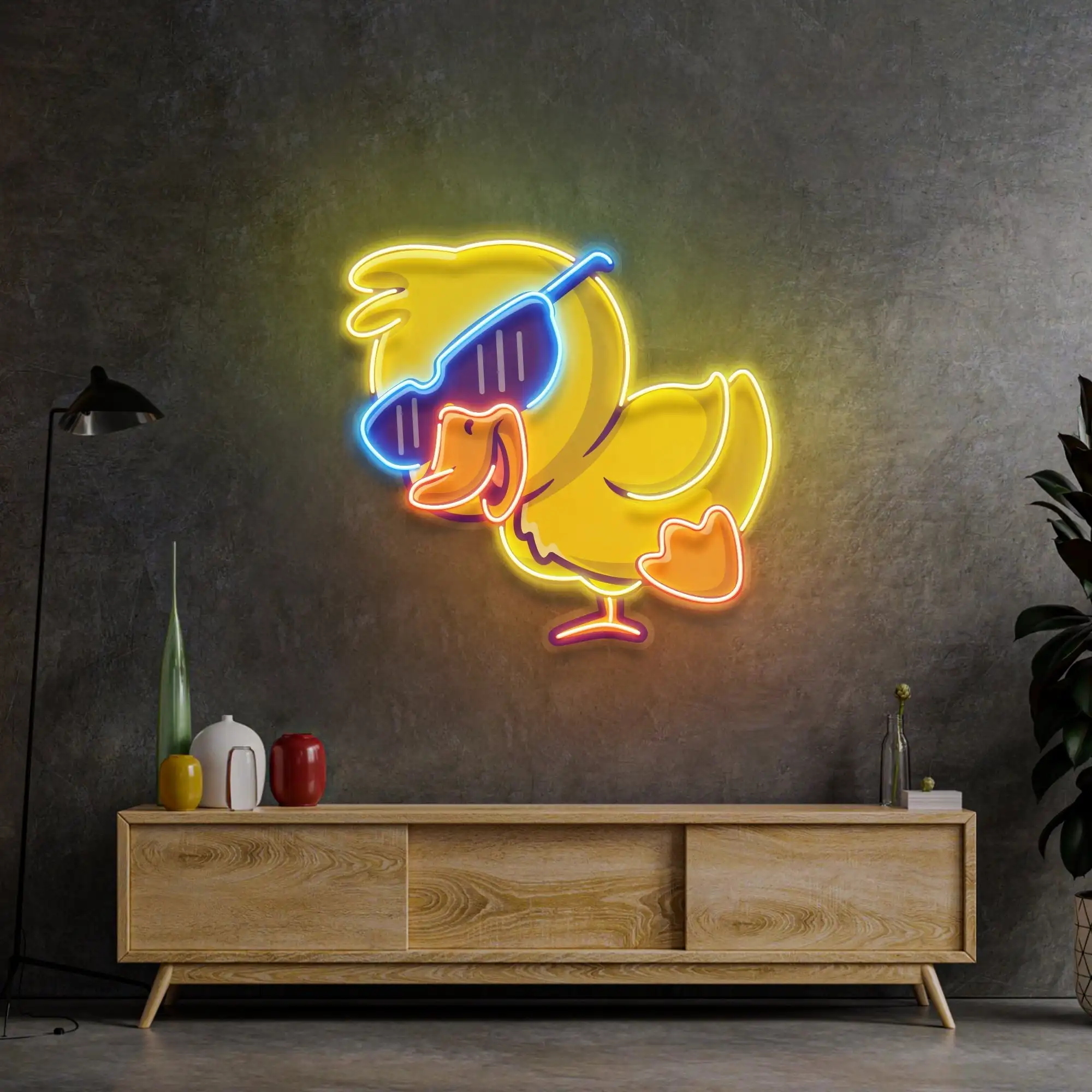 

Animal Duck Neon Sign Wall Decor Cute Jumping Duck Sign Birthday Gift for Kids Baby Bedroom Game Room UV Print Dimmable Sign